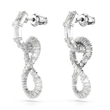 Swarovski Pendientes Hyperbola, Símbolo del infinito, Blancos, Baño de rodio