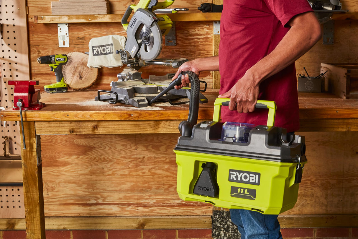 RYOBI RV1811-0 Aspiradora inalámbrica One+ de 18 V en seco y húmedo/aspiradora de Proyecto (Herramienta Desnuda)