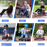 SISIGAD Hoverboards con Hoverkart,Overboard con Hoverkart para niños, hoverboards con música bluetooth y luces LED