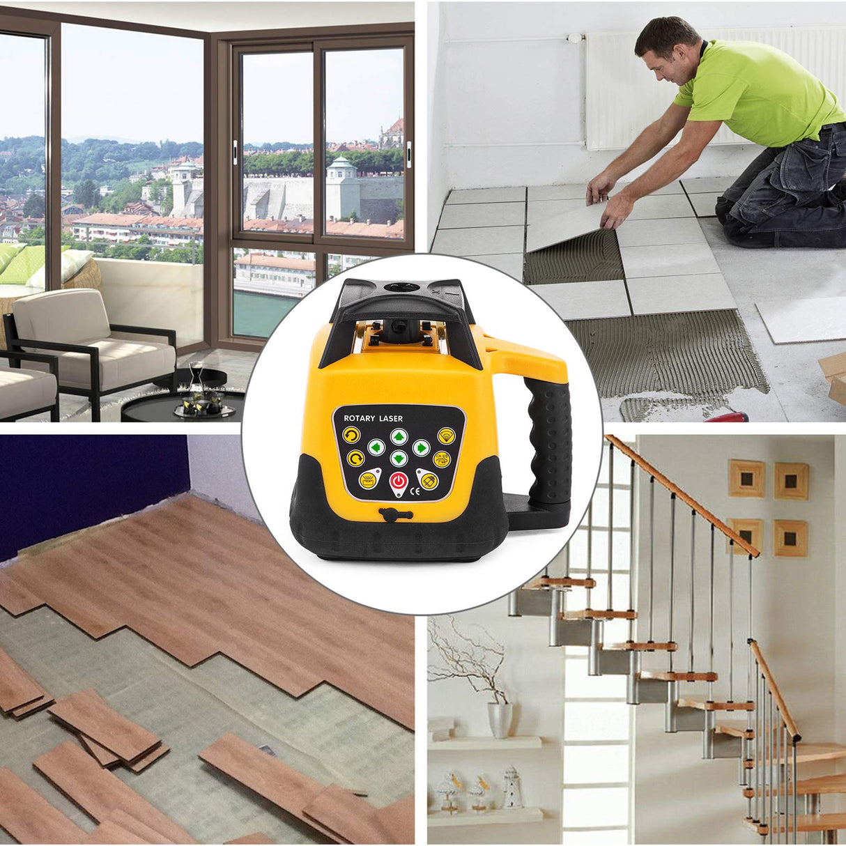 VEVOR Nivel láser auto-nivelación 360 grados verde, impermeable, trabajo continuo 25 horas para construcción, decoración y hogar