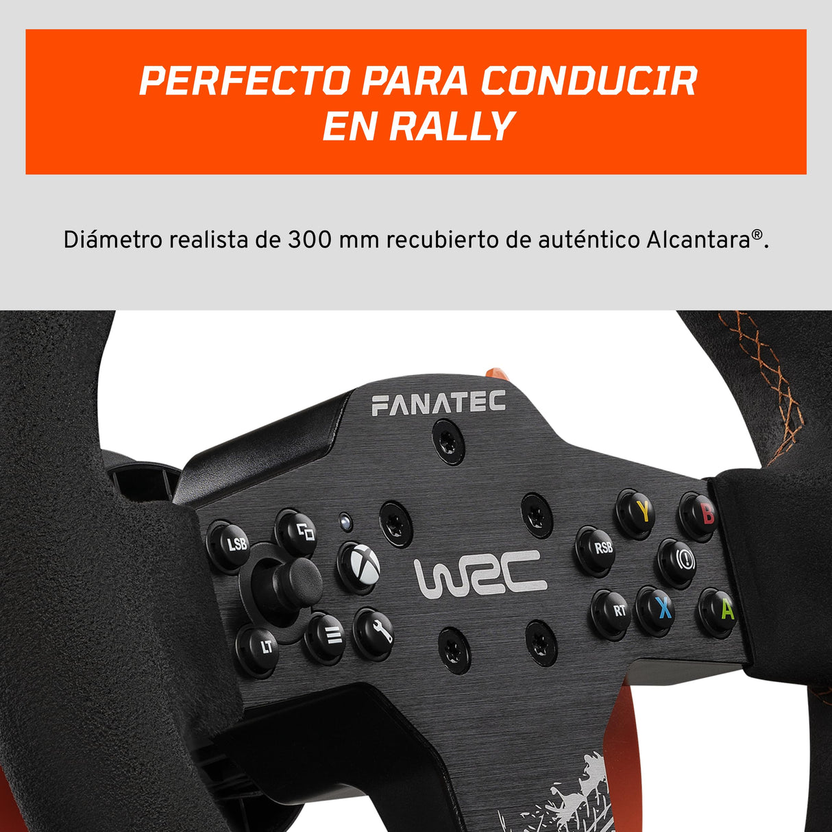 FANATEC CSL Elite Volante de Carreras Licencia Oficial WRC Rally – Recubierto de Alcantara, LED RevStripe, Levas de Cambio Extraíble, Plug y Play para PC, Xbox Series X|S, Xbox One