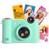 KODAK Smile+ Cámara Digital instantánea 2-en-1 y Impresora Bluetooth - 10MP, Lente giratoria con Efectos, Fotos Adhesivas Zink 2x3”, Imprime Desde App en Dispositivos Inteligentes - Verde