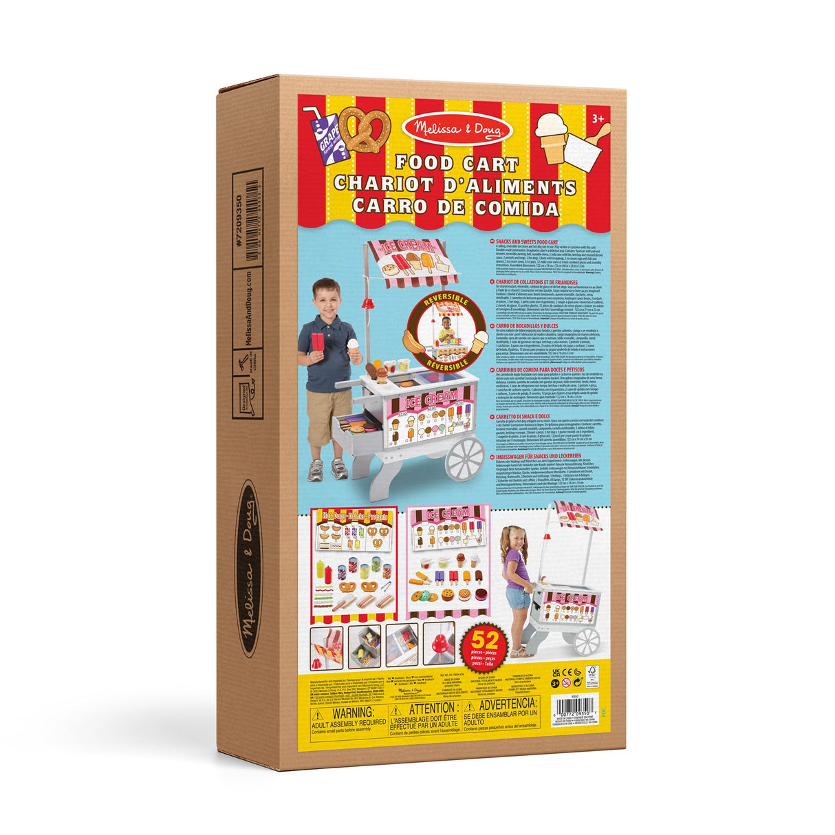 Melissa & Doug Carro de bocadillos y Dulces de Madera, Comida de Madera, Juego de imitación, Gran Set de Juego con Accesorios de Calidad óptima, Tienda o Restaurante para Jugar, Regalo para niños 3+