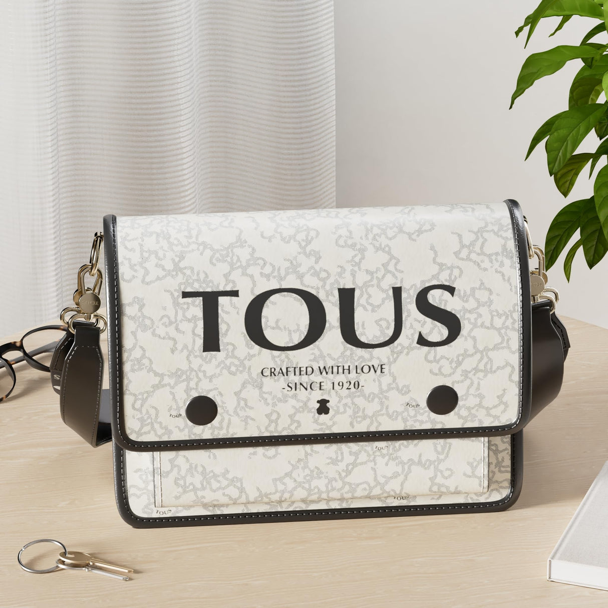 TOUS, BANDOLERA M. AUDREE K MINI para Mujer, BEIGE-NEGRO, MEDIANO