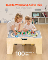 VEVOR Mesa de Juego de Actividades Multiusos con 290 Bloques de Construcción y 30 Accesorios 810x536x395 mm Mesa de Actividades de Madera con Espacio de Almacenamiento para Facilitar Organización