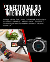 Canon EOS R50 Cuerpo Cámara Mirrorless + Objetivo RF-S 18-45 mm + RF 75-300mm Kit Doble Zoom -4 EV, Vídeo 4K 30 fps, Dual Pixel CMOS AF II, Pantalla Táctil de Ángulo Variable, Negro