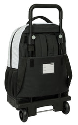 Real Madrid 1ª EQUIPACIÓN 24/25 - Mochila Grande con Ruedas, Compacta, Extraíble, Ideal para Niños de Diferentes Edades, Cómoda y Versátil, Calidad y Resistencia, 33x22x45 cm, Color Blanco/Gris