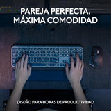 Logitech MX Keys S Combo, Teclado y Ratón Inalámbricos de Calidad con Apoyo, Iluminación, Desplazamiento Rápido, Bluetooth, USB C, para Windows/Linux/Chrome/Mac, Disposición QWERTY Español, Grafito