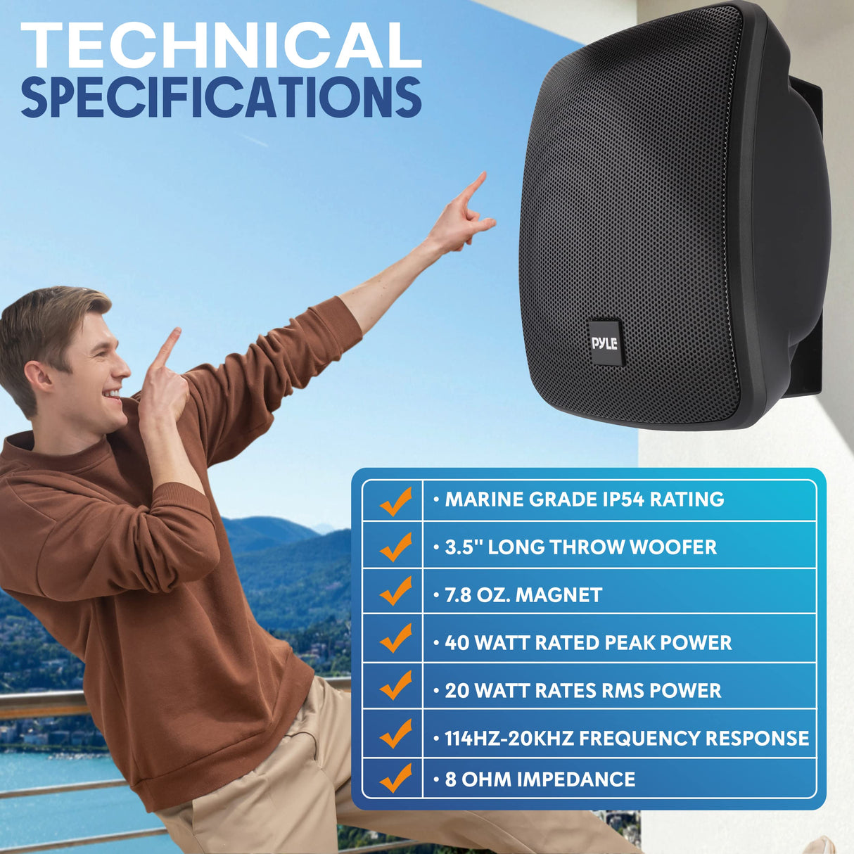 Altavoz de Patio al Aire Libre para Montaje en Pared, 3.5 Pulgadas, 2 vías, Resistente a la Intemperie, Altavoces comerciales montados en Pared o Techo con Transformador Integrado de 70 V, gabinete