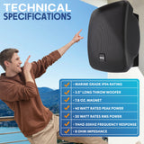 Altavoz de Patio al Aire Libre para Montaje en Pared, 3.5 Pulgadas, 2 vías, Resistente a la Intemperie, Altavoces comerciales montados en Pared o Techo con Transformador Integrado de 70 V, gabinete