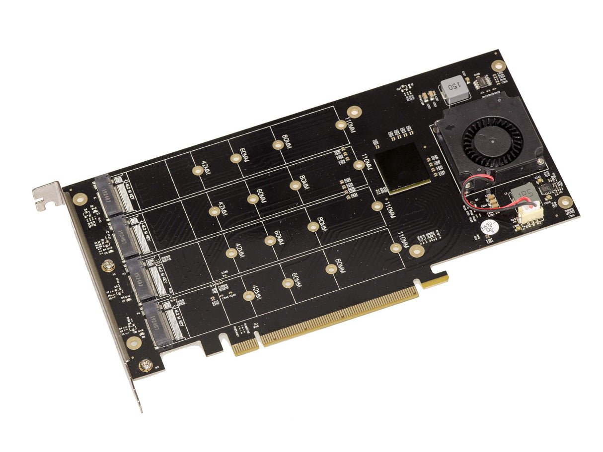 Kalea-INFORMATIQUE Tarjeta controladora M2 PCIe x16 para 4 Unidades SSD M.2 NVMe M Key con chipset PLX8747 Ancho de Banda 128 GB Máx. 16000 MB/s