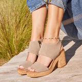 TOMS Majorca Platform, Sandalia con talón Mujer, Dune Suede, 38.5 EU