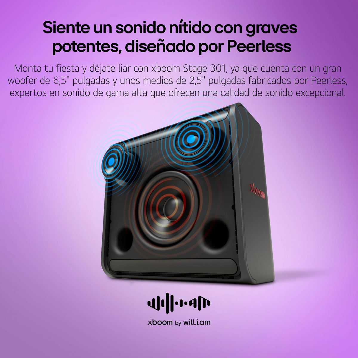 LG xboom Stage301, Altavoz Bluetooth, Alta Potencia, Portátil, Funciones DJ, Karaoke, con Luces LED Variables, Amplia Conectividad, El Sonido Absoluto
