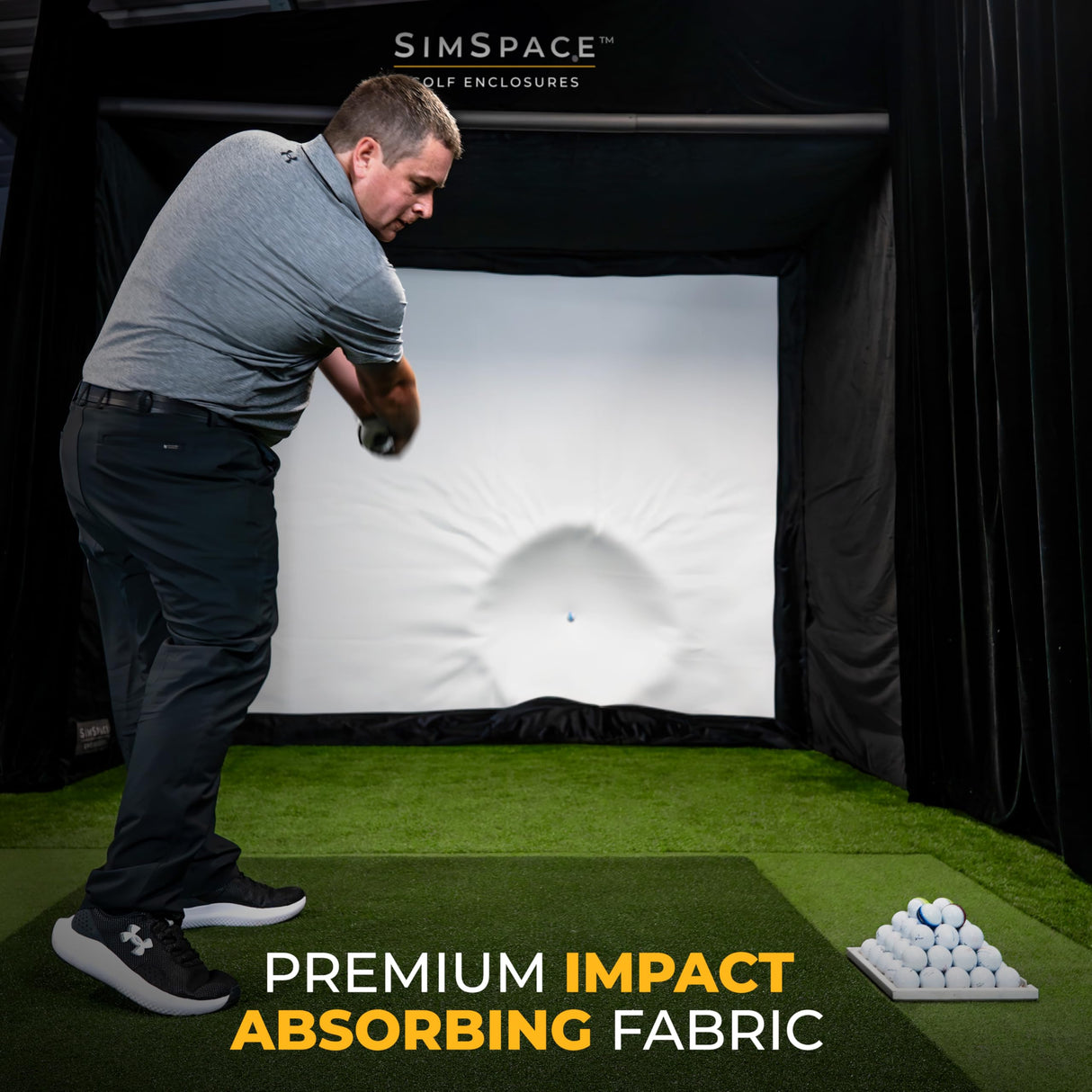 SimSpace Platinum Golf Impact Screen - Pantalla de proyector para simulador de Golf para el hogar, Rendimiento de 4 Capas con Espuma Resistente a los Impactos, reducción de Ruido, claridad Ultra 4K
