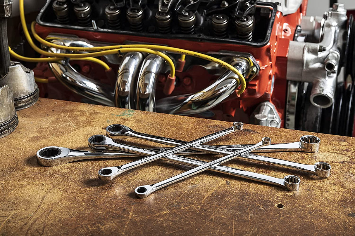 GEARWRENCH, GearBox 12 Pt. XL 85989, Juego de llaves de trinquete de doble caja, métricas, 17 piezas
