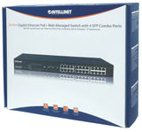 Intellinet 561372 Switch de red (Gestionado, Gigabit Ethernet (10/100/1000), Bidireccional completo (Full duplex), Energía sobre Ethernet (PoE), Montaje en rack)
