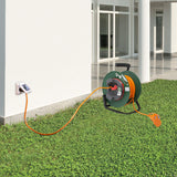 Electraline 49236 Alargador de jardín con enrollacables 30 Mt, enchufe y toma Europea 2 polos, apto para Electrodomésticos de jardinería, con protección y Platin Fix, sección Cable 2x1,5 mm2