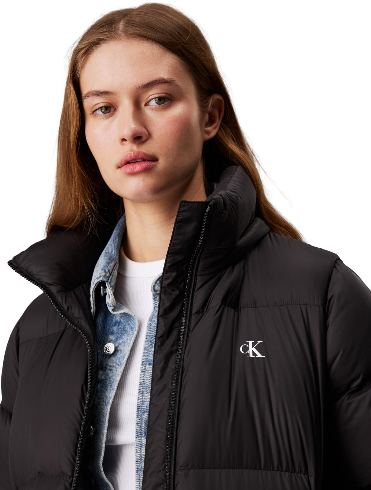 Calvin Klein Abrigo Mujer Down Long Puffer impermeable, Negro (Ck Black), XL