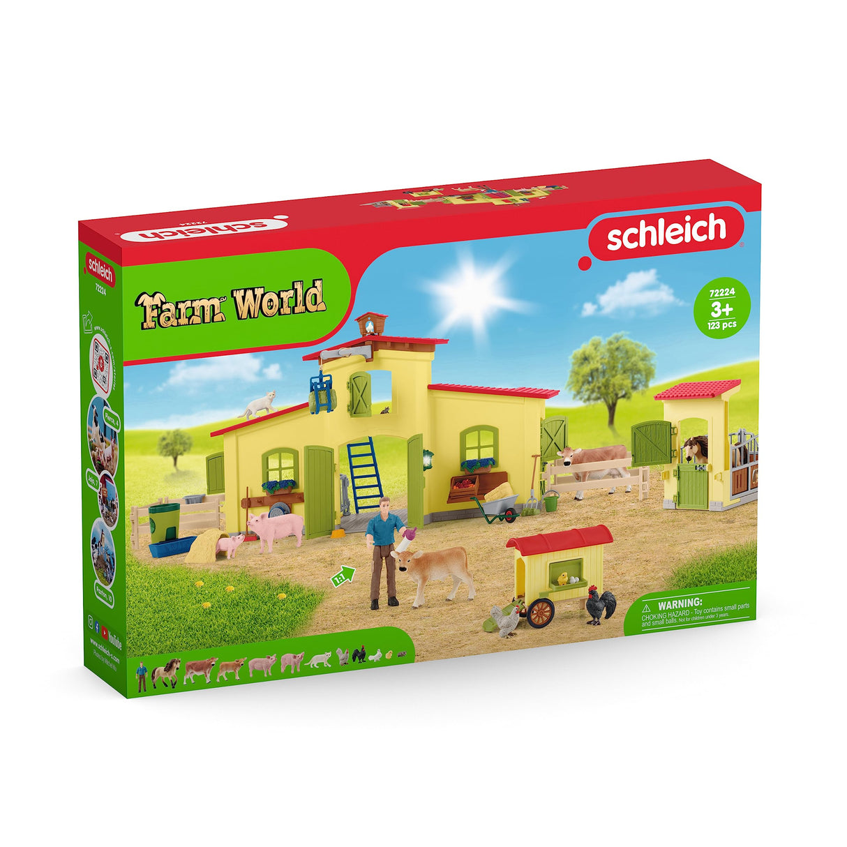 Schleich 72224 Establo con gallinero y Box para Ponis, a Partir de 3 años, Farm World - playset, 86 x 13 x 33 cm
