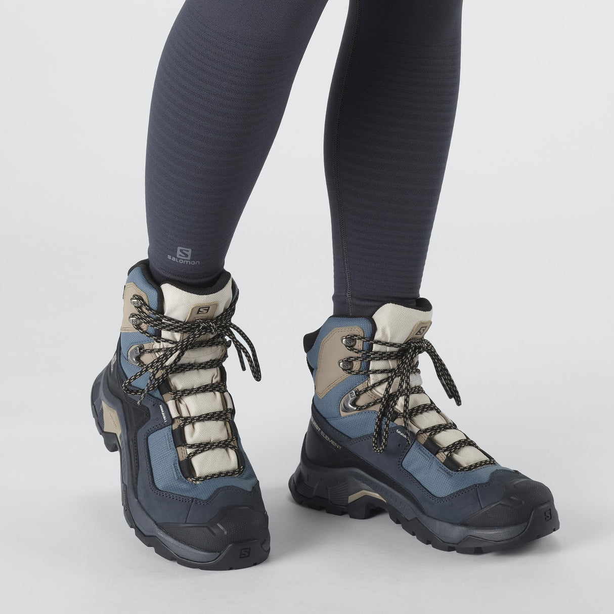 Salomon Quest Element Gore-Tex Botas de Senderismo de Piel para Mujer, Impermeable, Agarre Máximo, Zapatos Trekking, Ebony, 37 1/3