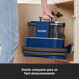Eureka Aspirador de alfombras | Limpiador de Manchas Multisuperficie para Alfombras, Moquetas, Tapicería, Escaleras y Coche | Depósito de Agua Grande de 1,5L, NEY100 con Fórmula Limpiadora, Azul
