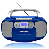 Roadstar RCR-4635UMP/BL Radio CD Portátil Cassette, Radio Digital PLL FM, Boombox Reproductor CD-MP3, USB, AUX-IN, Salida de Auriculares, Azul