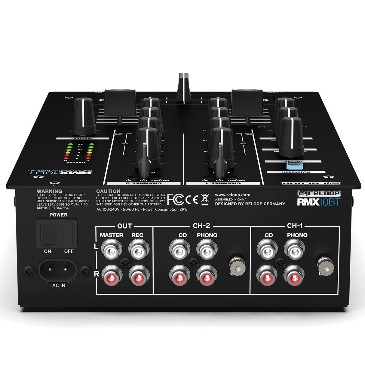 Reloop RMX-10 BT Mezclador para DJ de 2 canales y con Bluetooth con Conectividad Bluetooth incorporada: transmisión inalámbrica de música directamente a su mezclador, AMS-RMX-10BT