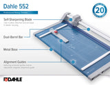 Dahle 552 Guillotina profesional A3 autoafilable, doble barra guía, pinza automática, cuchilla con protección de seguridad