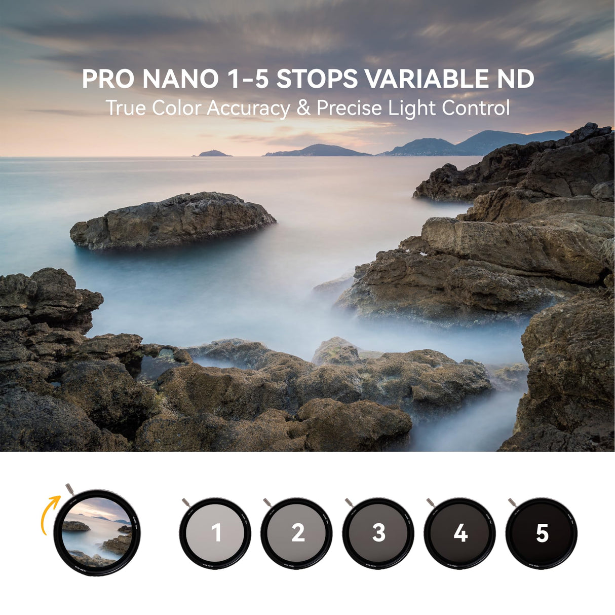 NiSi True Color 1-5 Pasos VND 72mm Filtro ND Variable ND-Vario ND2-ND32