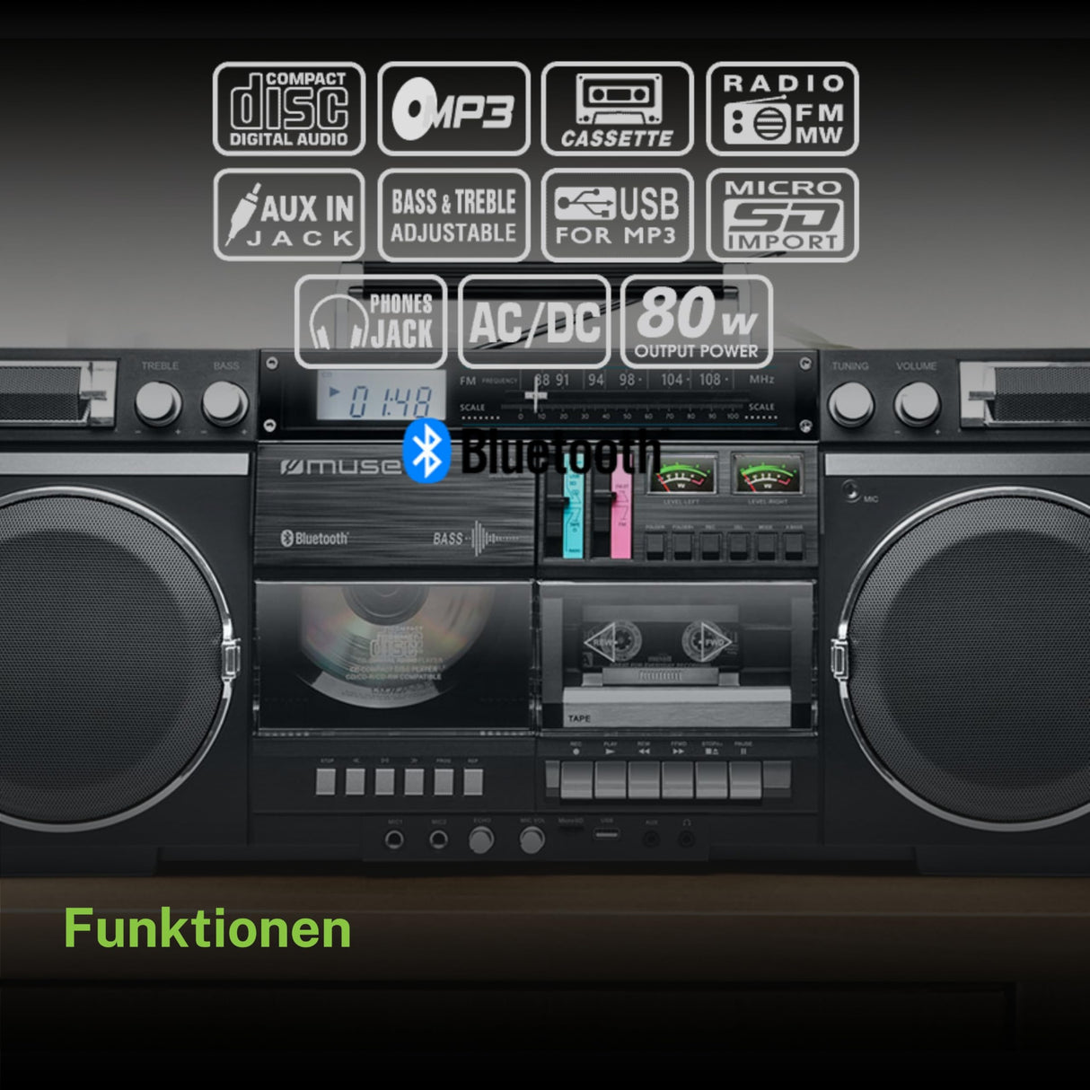 M-380 GB Radio CD, Cassette grabador BT USB