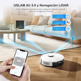 AIRROBO GT21 Robot Aspirador y Fregasuelos con Mopa: Robot-Aspirador Navegación láser | 3.5L Base de Autovaciado | Inteligencia Artificial | Evita Objetos | 180 min Autonomía | Control App/WiFi