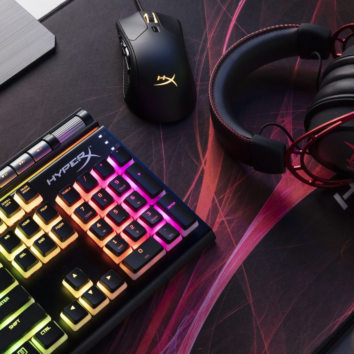 HyperX Alloy Elite 2 – Teclado mecánico para videojuegos, personalización de luz y macro controlada por software, teclas ABS Pudding Keycaps, controles multimedia, Tecla lineal, HyperX Red