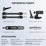 NEEWER 21" Brazo Mágico Montaje Cámara con Super Clamp,Soporte Escritorio Superior con 360° Cabezal Bola Dual,Adaptador Perno 1/4" 3/8" 5/8" para PA073 PA074 Phone Cage Rig DSLR Cámara Monitor, UA018