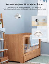 WOLFANG 1080P Camara Vigilancia Bebe con 5" 720P Pantalla, Vigilabebes con Camara con Rotación de 360° y Zoom, Sin WiFi, Visión Nocturna, Comunicación Bidirecciona, Temperatura, Detección de Llanto