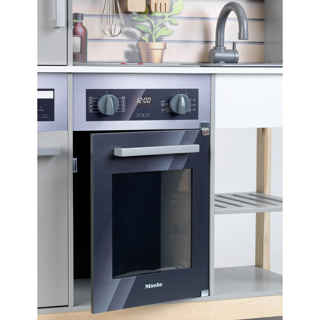 Theo Klein 7194 Miele Family Kitchen I Wood kitchen with Stove Including Light and Sound Function I Accessories to Play I Toys for Children Aged 3 and over