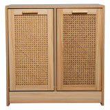 Mueble portarropa cesto Ropa Sucia de Madera DM y Ratan Natural 66x40x68 cm