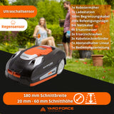 Yard Force Robot cortacésped NX80i (hasta 800 m², con conexión Wi-Fi, aplicación, Sensor ultrasónico iRadar, función de Corte de Bordes, Panel de Control LCD con Teclado numérico), negro/naranja