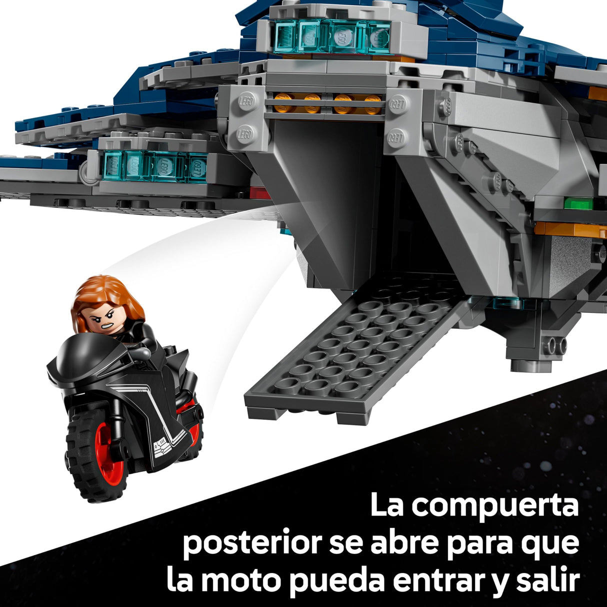 LEGO Marvel Quinjet de Vengadores: La Era de Ultrón - Avión de Juguete de Superhéroes con Moto y 5 Minifiguras inc. Iron Man, Viuda Negra y Ojo de Halcón - Regalo para Niños y Chicos de 12+ Años 76325