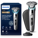 Philips Serie 9000 Afeitadora Eléctrica Hombre, Máquina de Afeitar Barba con Recortadora, 72 cuchillas, Para piel sensible, 60min de uso, En Seco y Húmedo, Recargable, Base Carga, S9975/35, Cromo