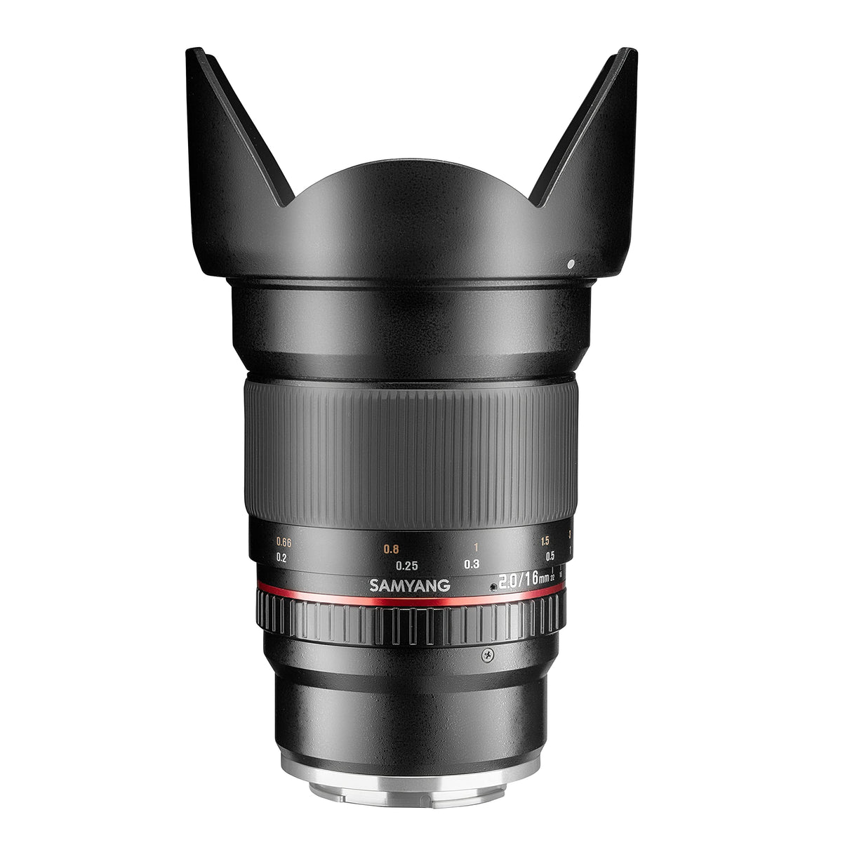 Samyang F1120709101 - Objetivo fotográfico DSLR para Micro Cuatro Tercios (Distancia Focal Fija 16mm, Apertura f/2-22 ED AS UMC CS, diámetro Filtro: 77mm), Negro