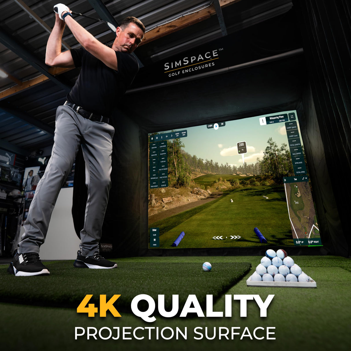 SimSpace Platinum Golf Impact Screen - Pantalla de proyector para simulador de Golf para el hogar, Rendimiento de 4 Capas con Espuma Resistente a los Impactos, reducción de Ruido, claridad Ultra 4K