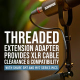Shure by Gator Soporte premium de perfil bajo para micrófono de escritorio; totalmente ajustable para podcasts, streaming y configuraciones de home office (SH-BROADCAST2)