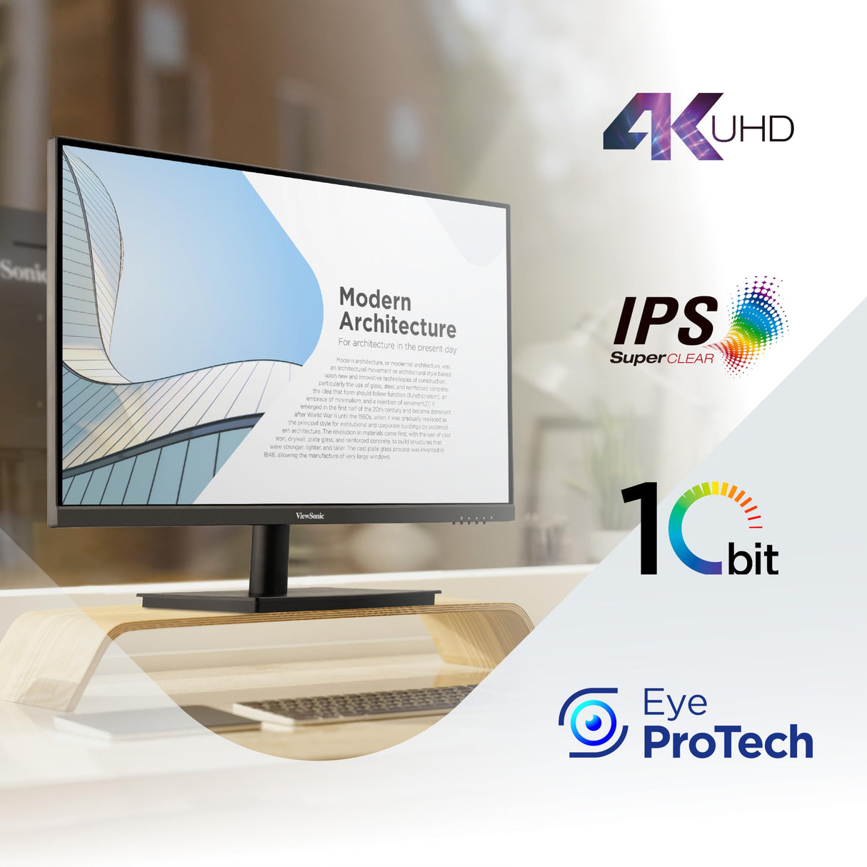 ViewSonic VA2762-4K Monitor IPS de 27" 4K, HDMI x2, DisplayPort, Antirreflejos, Compatible con VESA, 10 bits, HDR10, Ergonómico, Eye ProTech