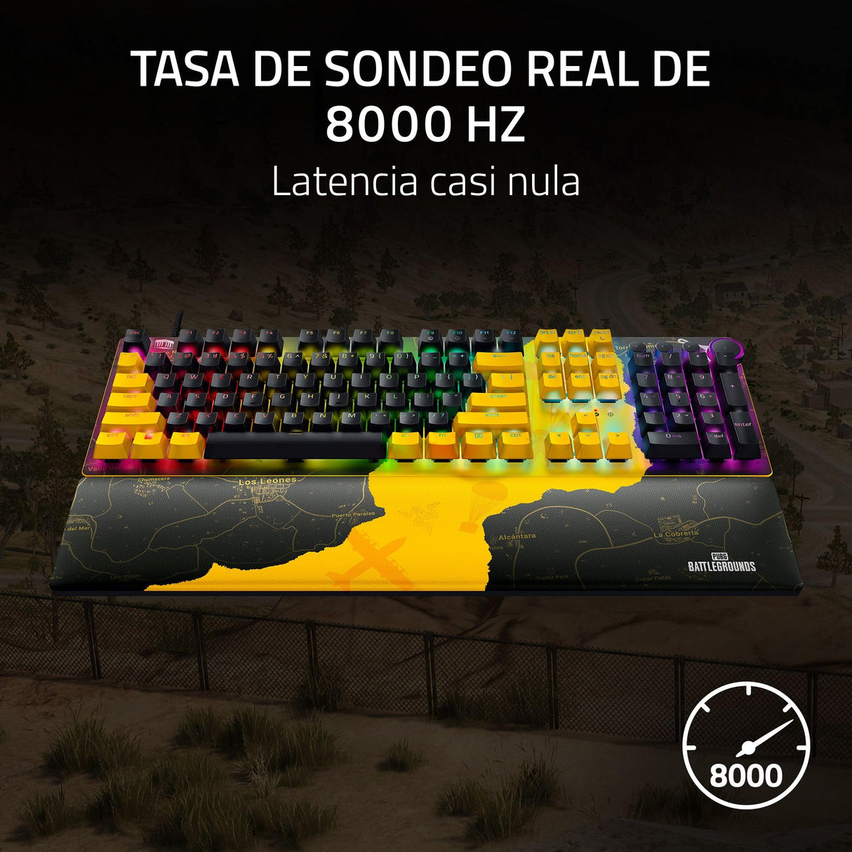 Razer Huntsman V2 (Red Switch) - Teclado óptico para Juegos prácticamente sin latencia (reposa-Palmas, mandos, 4 Teclas Multimedia, Tapas de Teclas Doubleshot PBT) US-Layout, PUBG Edición
