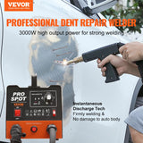 VEVOR Extractor de Clavos para Carrocería 3kW Soldador por Puntos 6 Modos de Soldadura Herramienta de Reparación de Abolladuras de Carrocería 16 Accesorios para Eliminación de Abolladuras de Vehículos