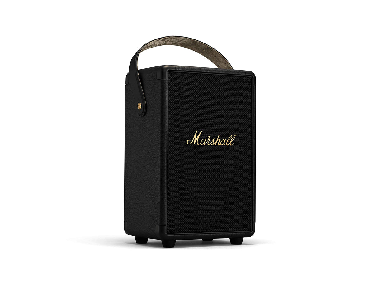 Marshall Tufton Altavoz portátil para fiestas con Bluetooth para exteriores, resistente al agua IPX2, negro y latón