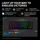 HyperX Alloy Origins 65 – Teclado mecánico para juegos - Formato ultracompacto al 65% – Tecla HyperX Red (lineal) - Cubiertas de PBT de doble capa de las teclas - Retroiluminación LED RGB