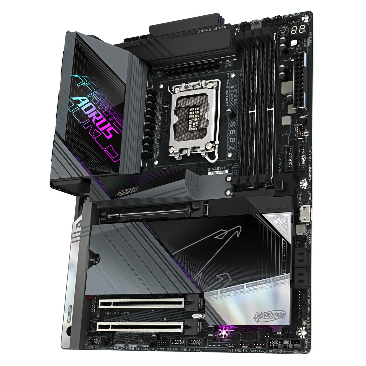 GIGABYTE Placa Base Z890 AORUS Master - Compatible con procesadores Intel Core Ultra (Serie 2), 18+1+2 Fases VRM, hasta 9500MHz DDR5 (OC), 2xPCIe 5.0 + 3xPCIe 4.0, Wi-Fi 7, LAN 10GbE, Thunderbolt 4