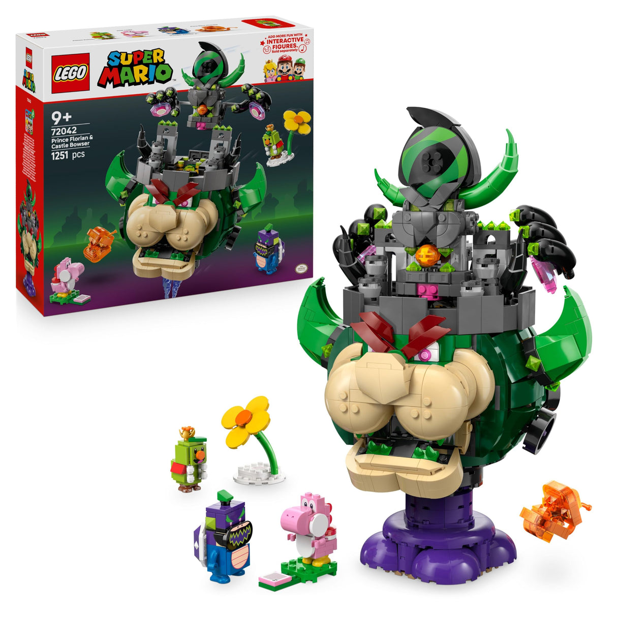 LEGO Super Mario Príncipe Florian y Bowser Castillo - Juego Interactivo con 4 Figuras Inc. Yoshi Rosa y Base para Jugar y Exponer - Regalo Gamer para Niños y Niñas de 9+ Años 72042
