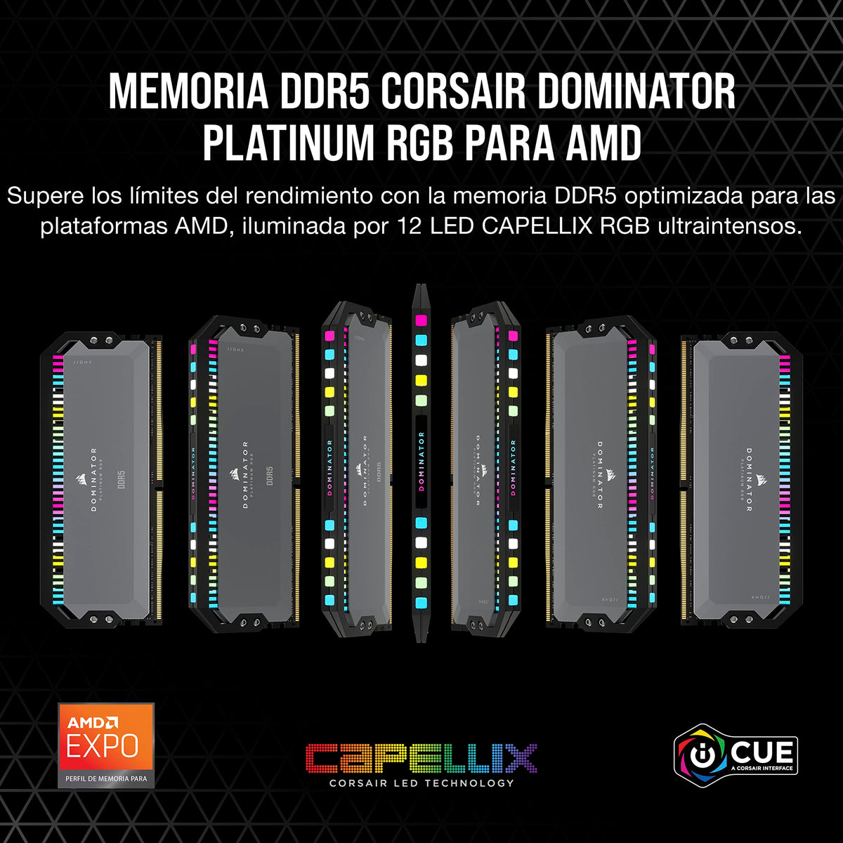 CORSAIR DOMINATOR PLATINUM RGB DDR5 32GB (2x16GB) DDR5 5200MHz CL40 AMD EXPO Intel XMP iCUE Memoria de Ordenador Compatible - Gris (CMT32GX5M2B5200Z40)